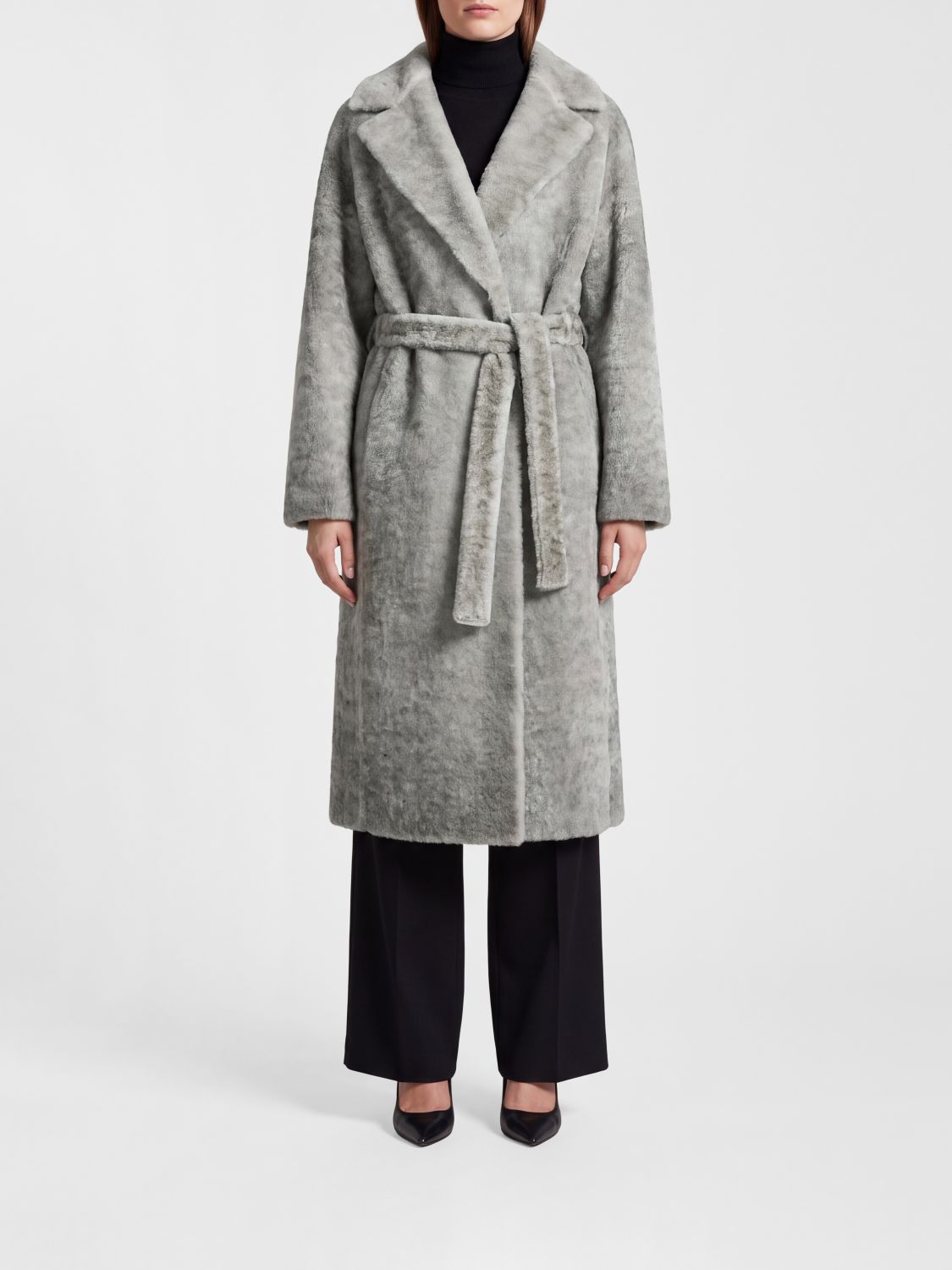 Avant Toi Alpaca Wool Dressing Gown Coat with Hood and Waist Belt
