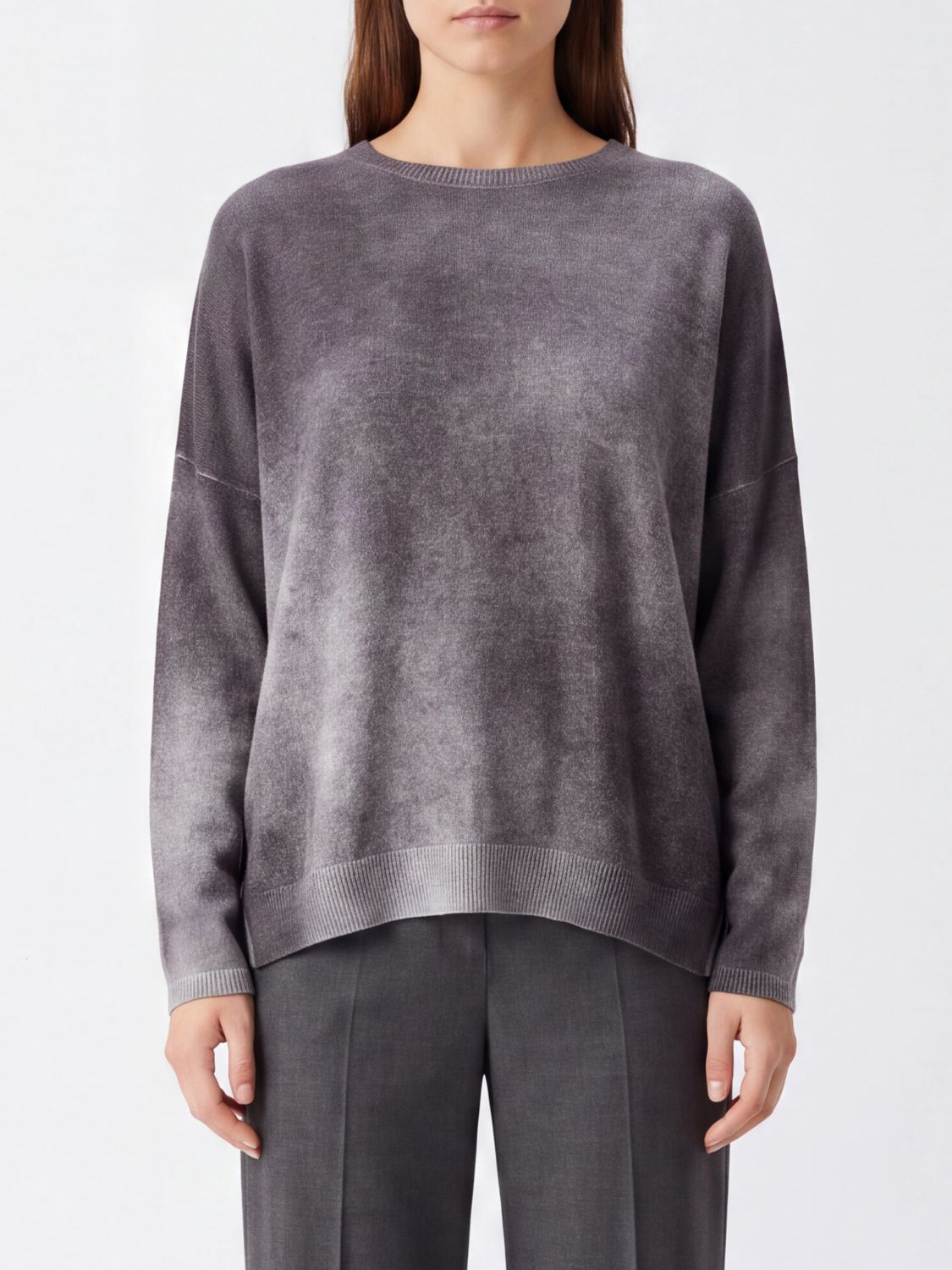 Avant Toi Pure Cashmere Crewneck Jumper with Abstract Pattern and Dropped Shoulders