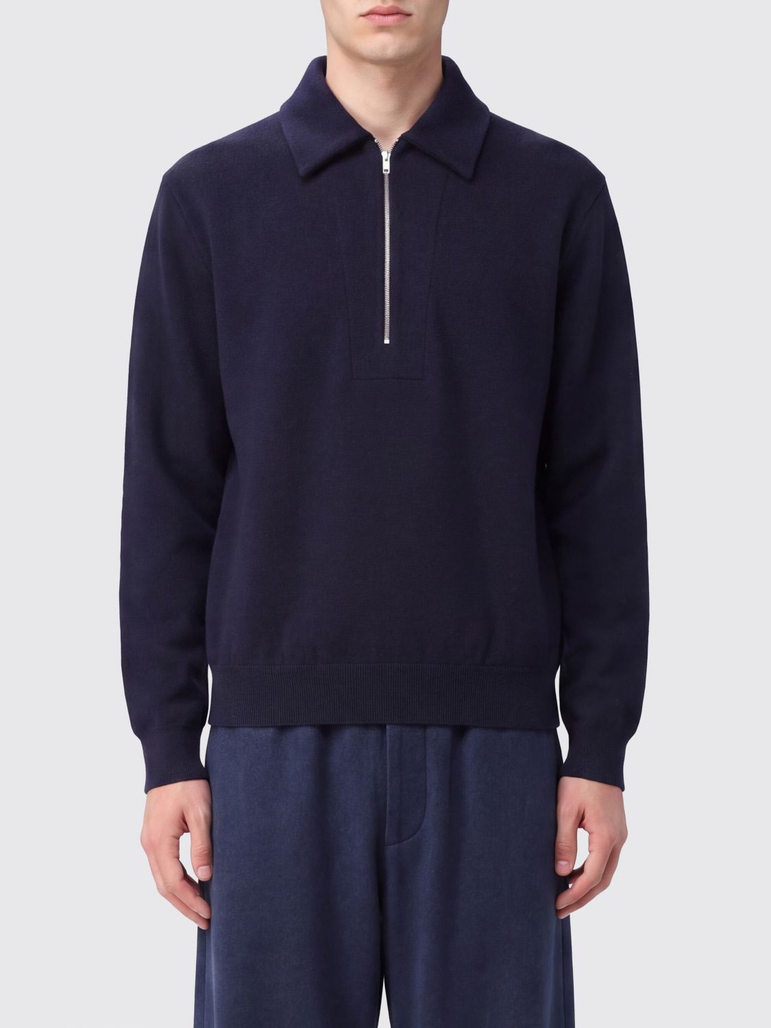 JIL SANDER Sweatshirt mit halbem Reißverschluss aus Woll-Baumwoll-Mischung