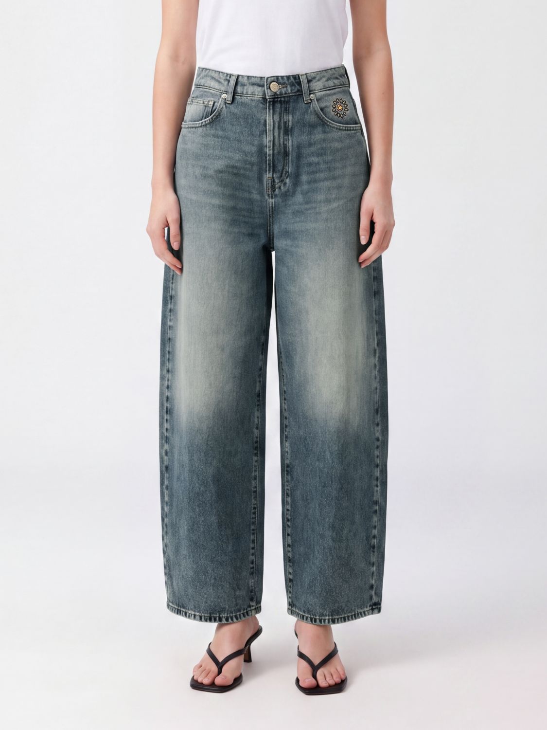HTC LOS ANGELES Mid-Rise Wide-Leg Jeans