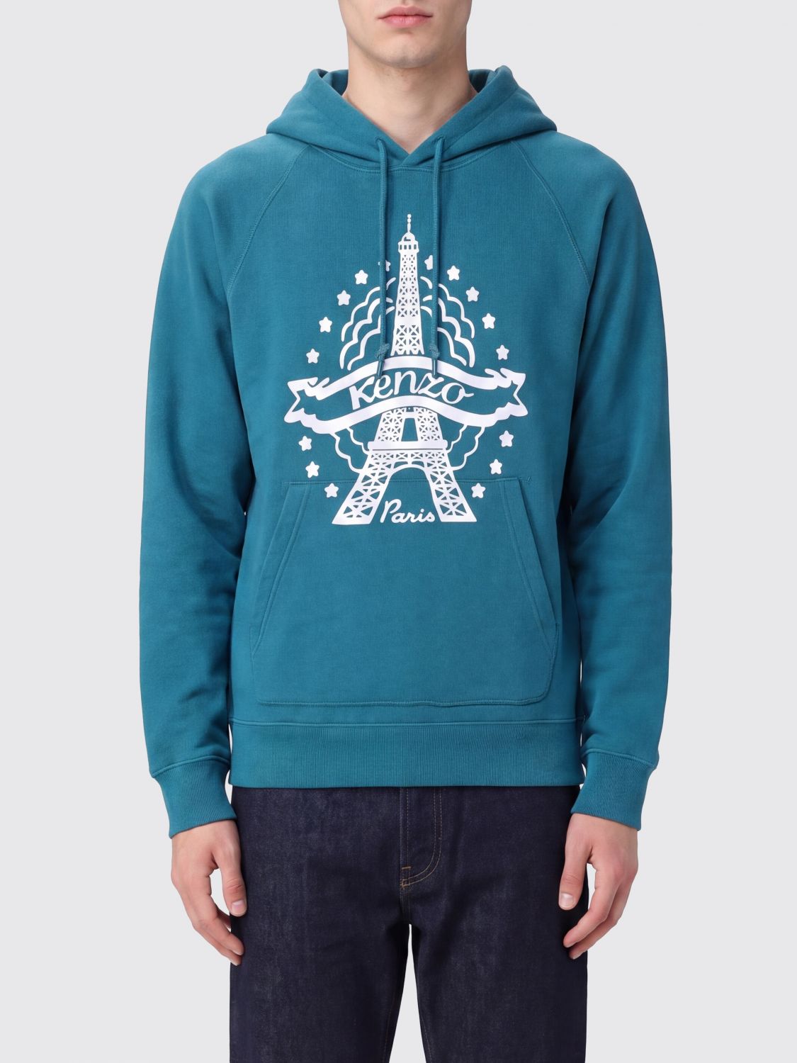 KENZO Baumwoll-Kapuzenpullover 'Eiffel Tower' mit Grafikdruck