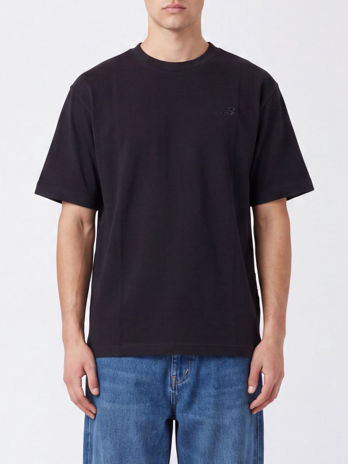 New Balance Crewneck Cotton T-Shirt with a Tone-on-Tone Embroidered Logo