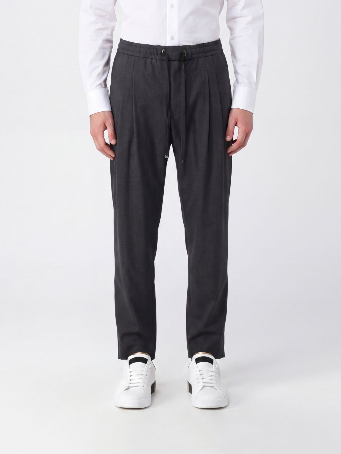 DOLCE & GABBANA Jogginghose aus Schurwolle mit Bundfalten und Kordelzug