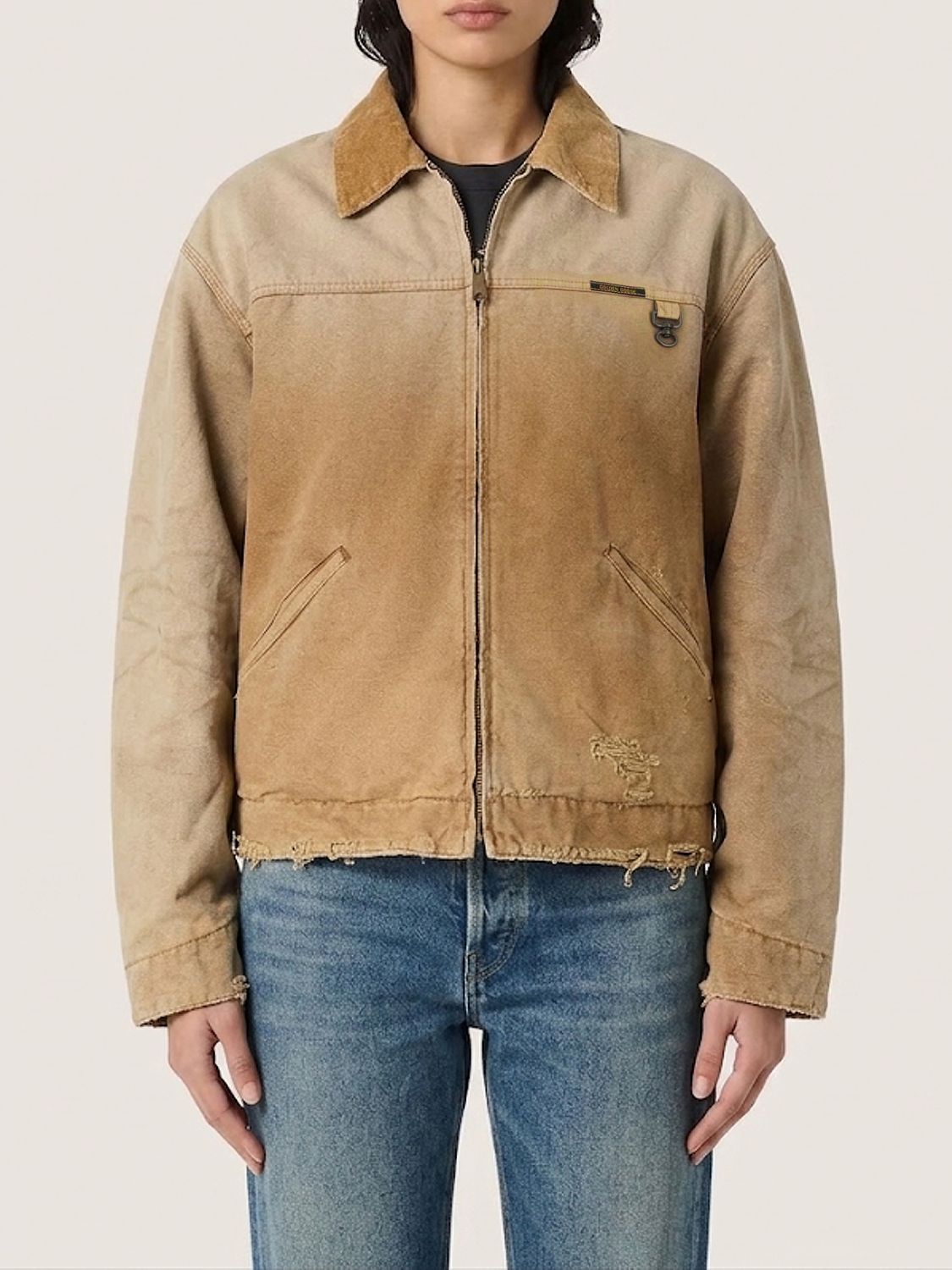 GOLDEN GOOSE Kurze Hemdjacke aus Baumwolle mit geripptem Samtkragen