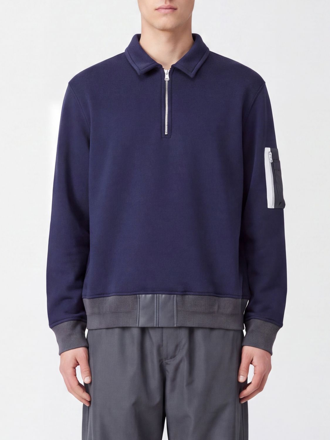 SACAI Langärmeliges Poloshirt aus Baumwollmischung mit Reißverschluss