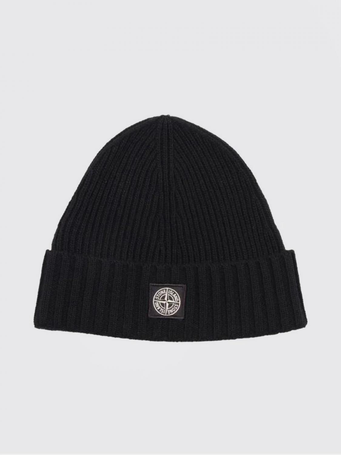 STONE ISLAND JUNIOR Boy's Ribbed Virgin Wool Beanie with Compass Logo