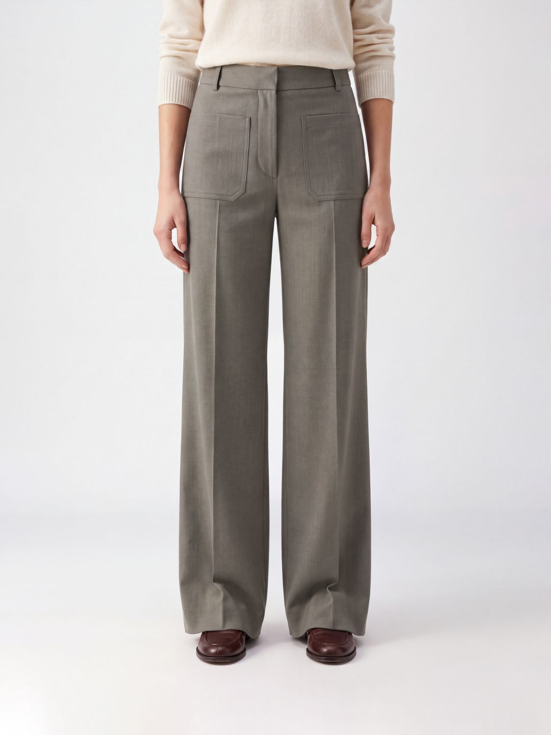 Victoria Victoria Beckham Alina Tailored Wide-Leg Trousers in Wool Blend