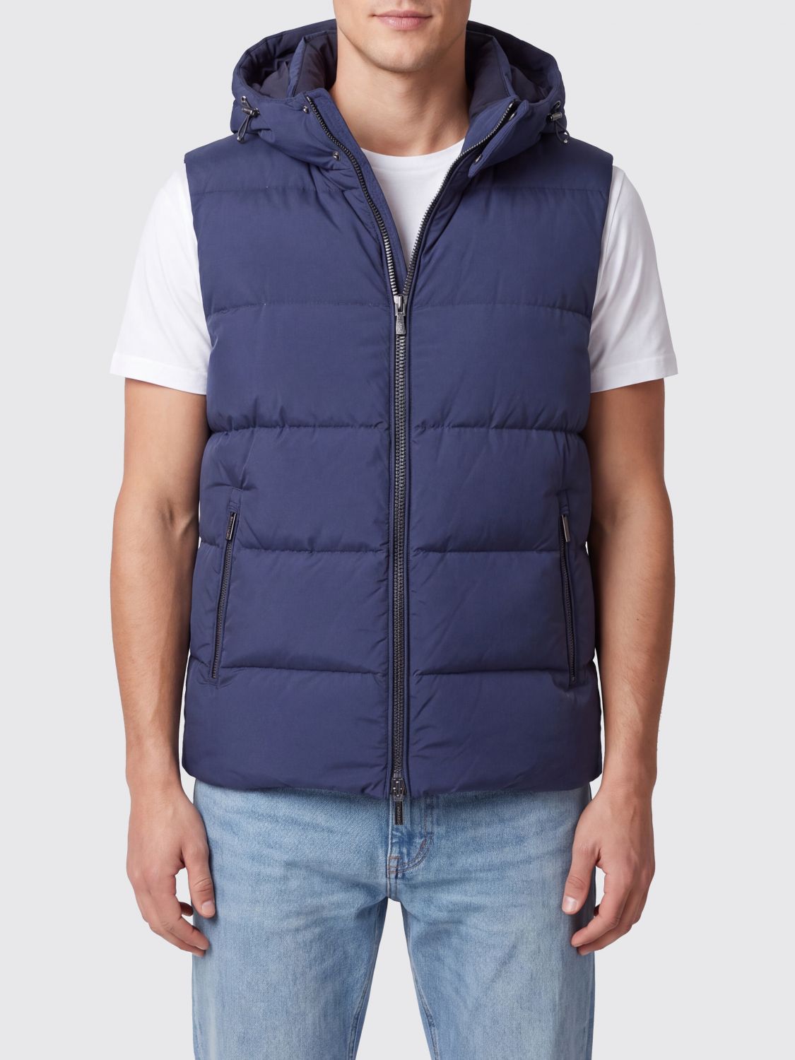 MOORER Technical Quilted Down Vest with Hood