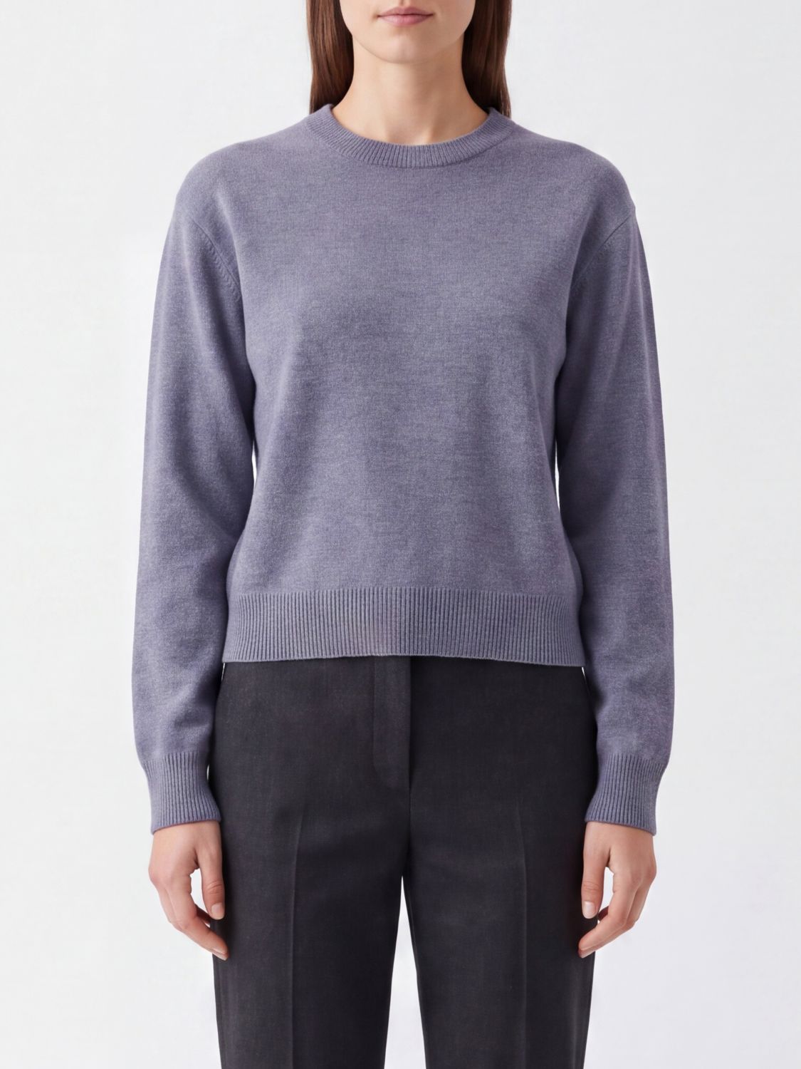 Rohe Crewneck Jumper in Wool and Cashmere with Ribbed Trims