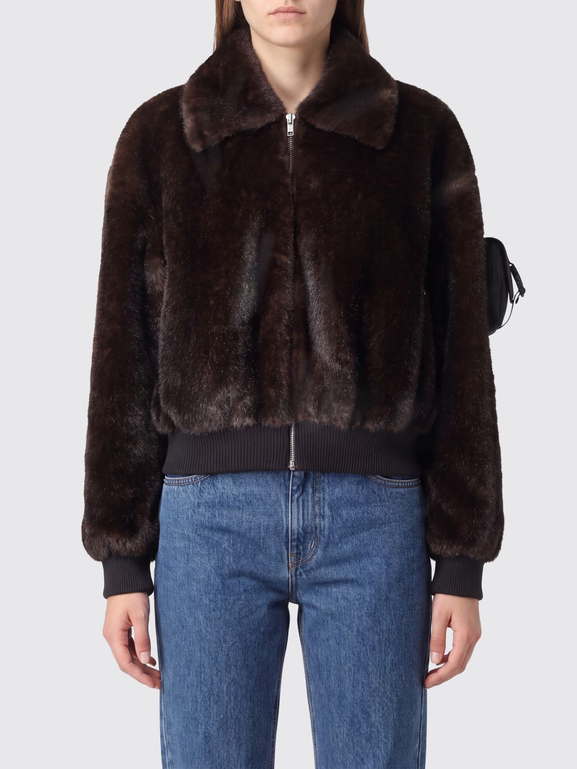 COPERNI Recycled Faux Fur Zip-Up Jacket with Dropped Shoulders
