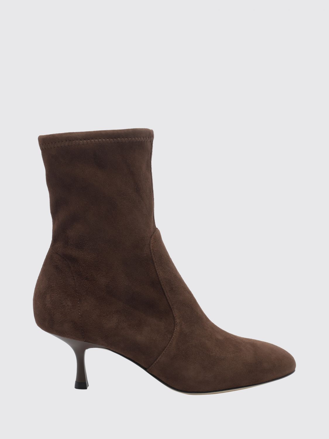 Stuart Weitzman Suede Ankle Boot with Mid Heel