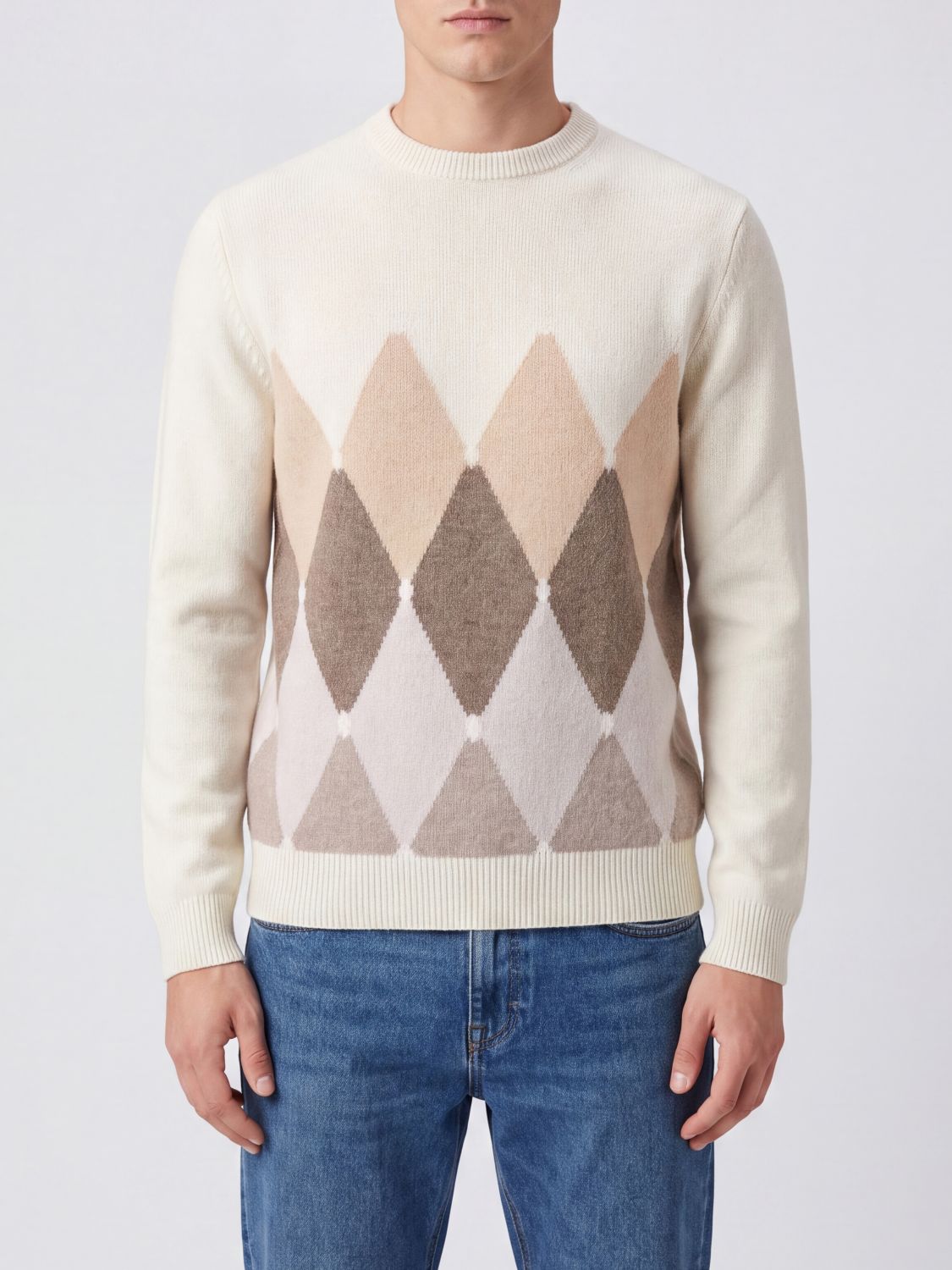 Ballantyne Diamond Pattern Pure Cashmere Crewneck Jumper