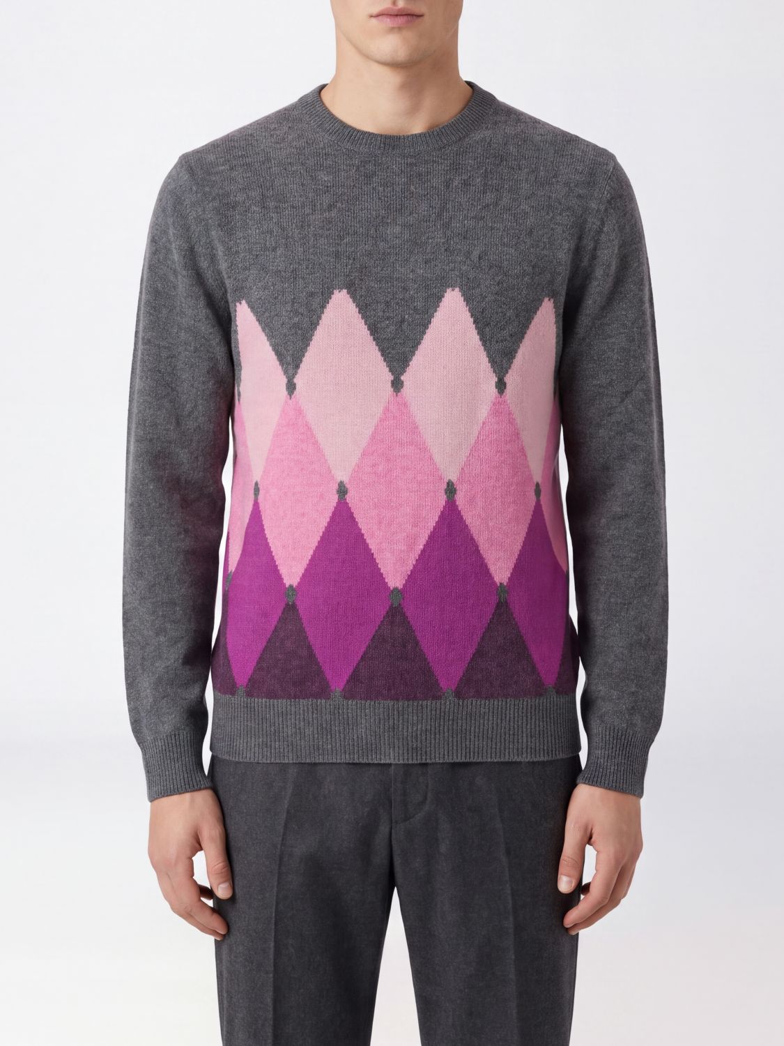 Ballantyne Diamond Pattern Pure Cashmere Crewneck Jumper