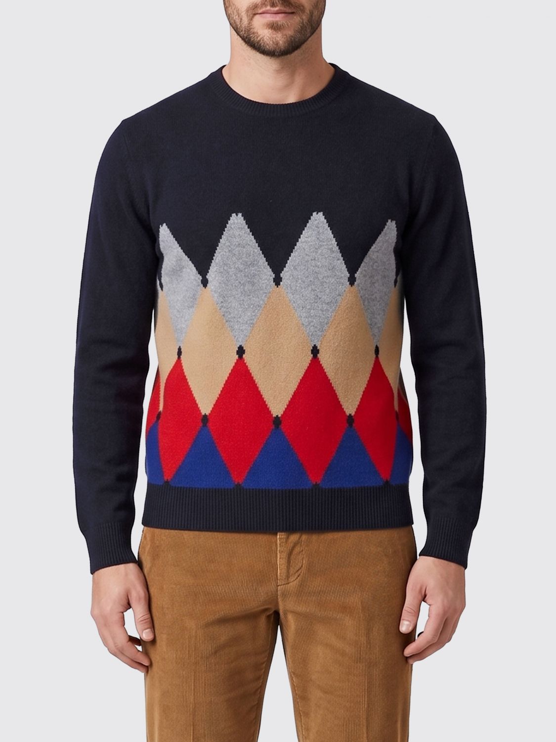 Ballantyne Diamond Pattern Pure Cashmere Crewneck Jumper