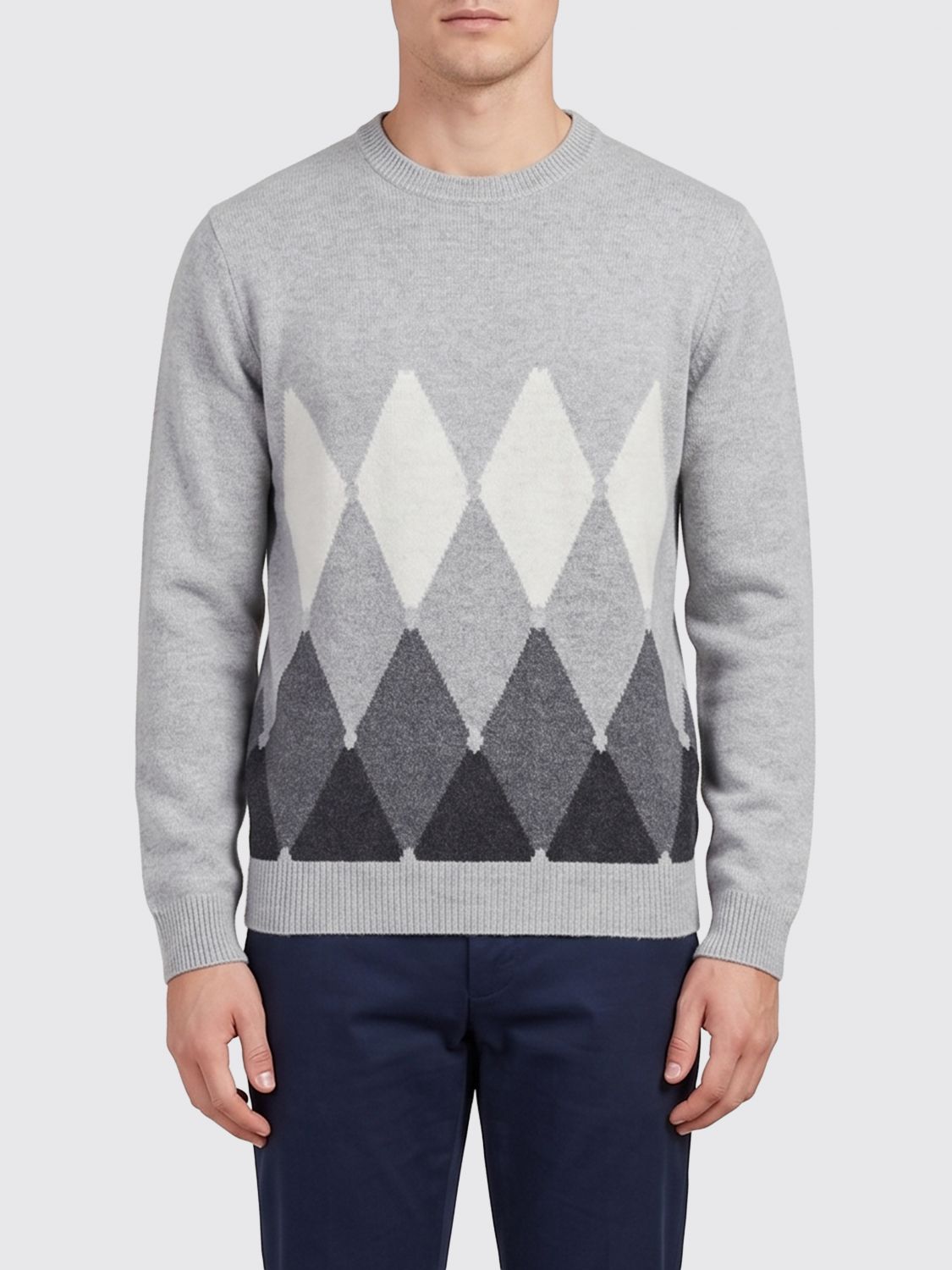Ballantyne Diamond Pattern Pure Cashmere Crewneck Jumper