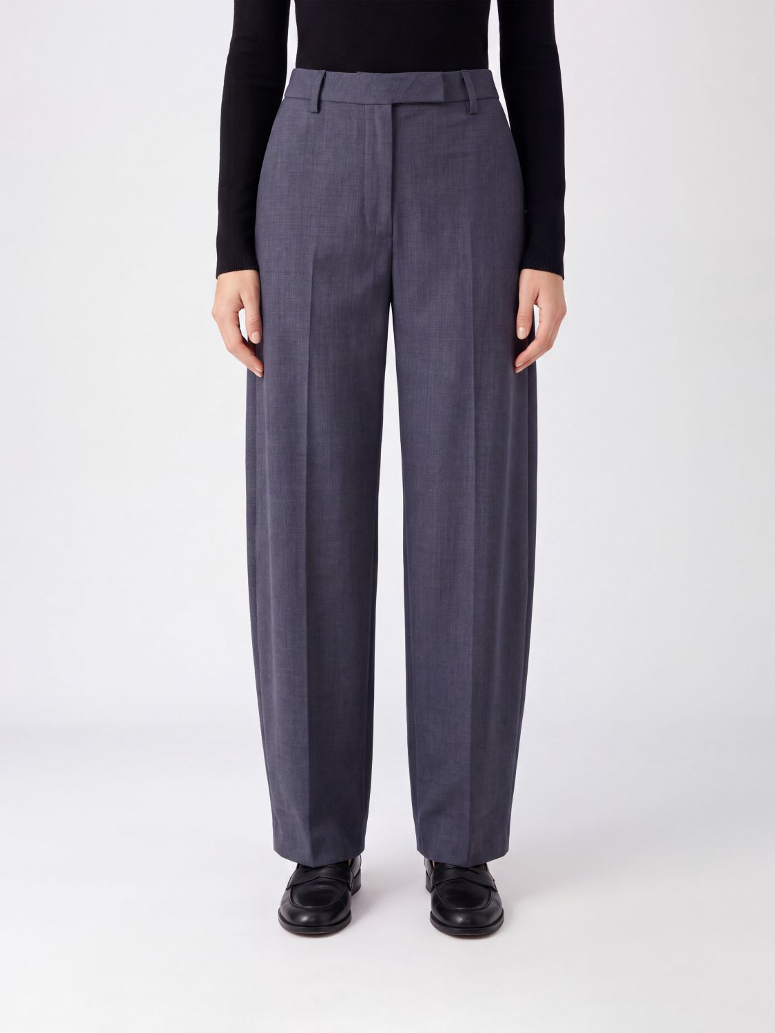 Thelatest Dina High-Waisted Baggy Wide-Leg Trousers in Virgin Wool Blend