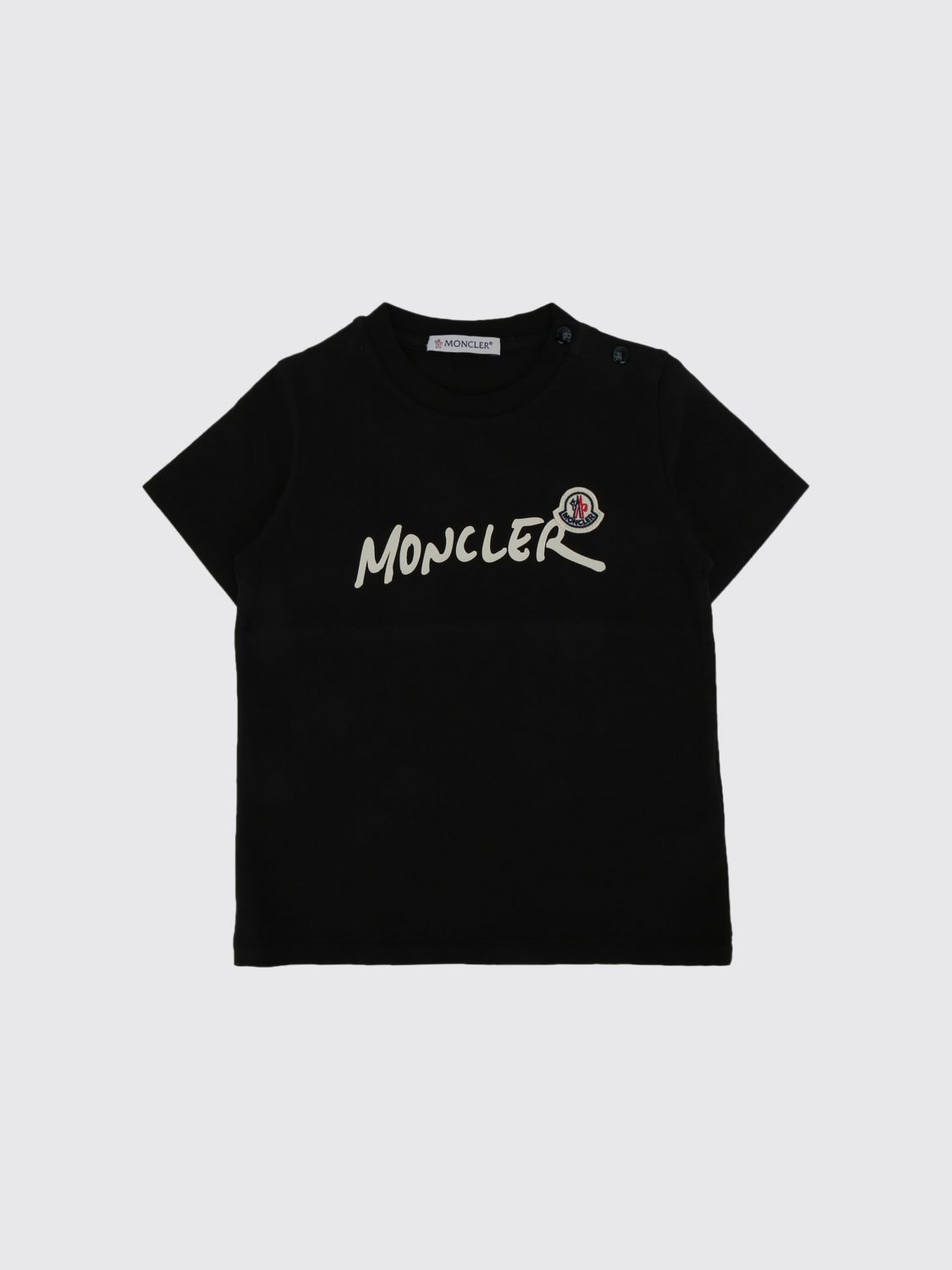 MONCLER T-Shirt für Jungen aus reiner Baumwolle mit Rundhalsausschnitt und Kontrastlogo