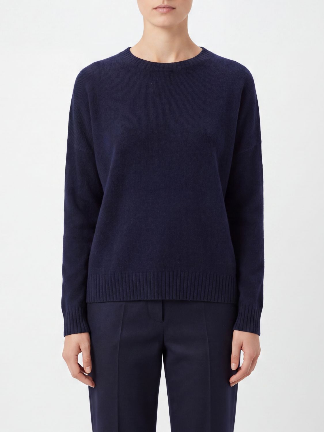 Kujten 100% Cashmere Crewneck Jumper with Long Sleeves and Ribbed Trims