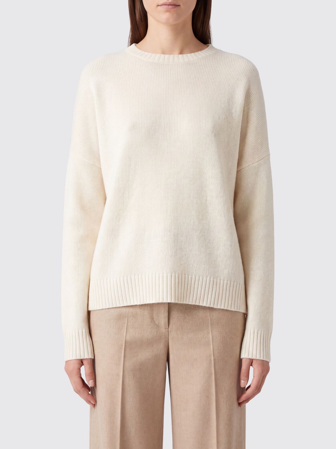 Kujten 100% Cashmere Crewneck Jumper with Long Sleeves and Ribbed Trims