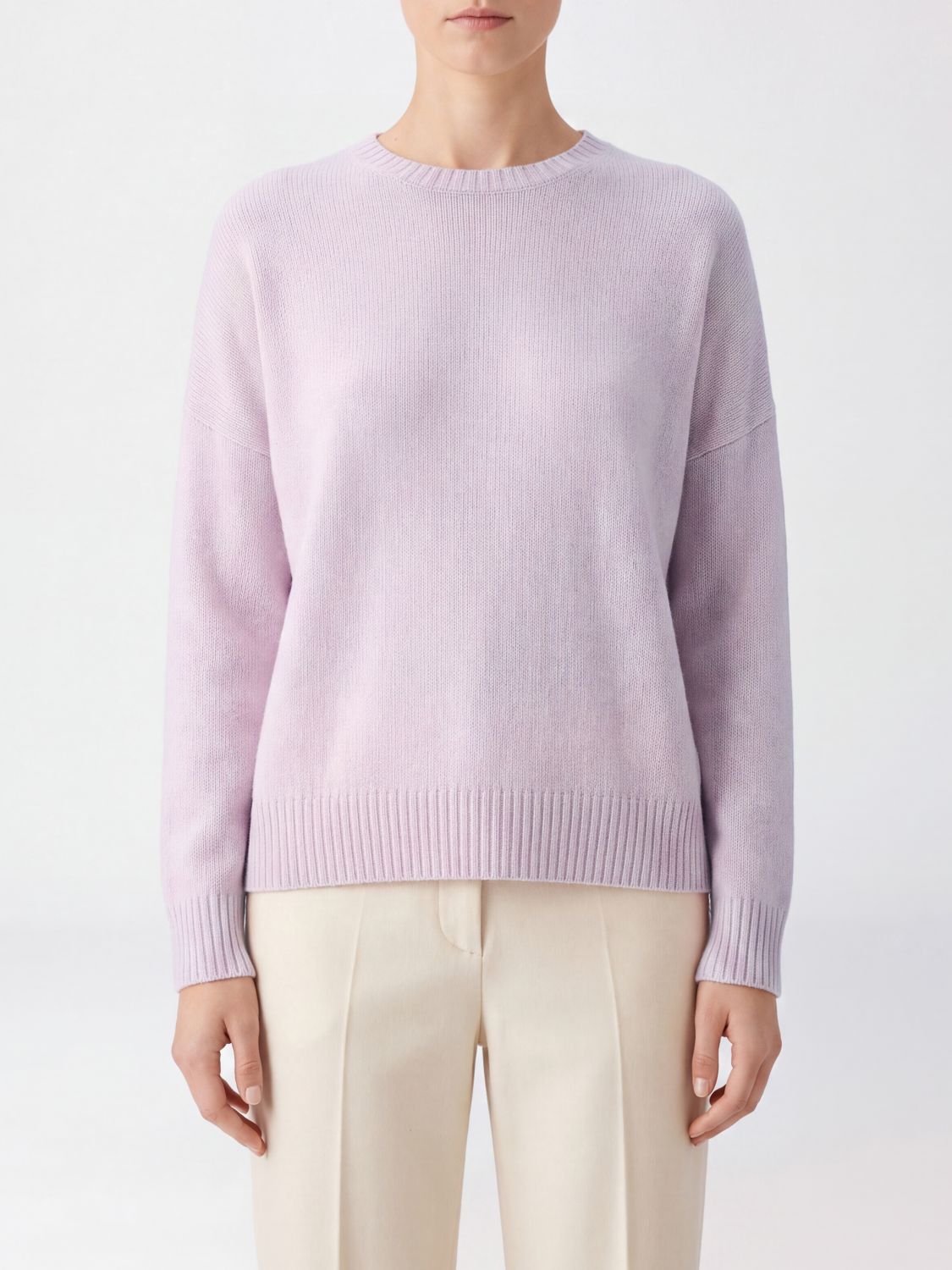 Kujten 100% Cashmere Crewneck Jumper with Long Sleeves and Ribbed Trims
