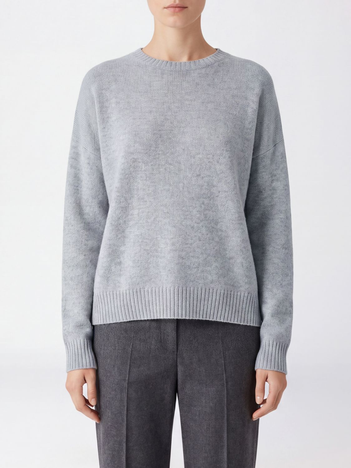 Kujten 100% Cashmere Crewneck Jumper with Long Sleeves and Ribbed Trims