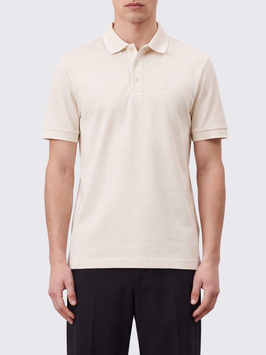 BOSS Kurzärmeliges Baumwoll-Poloshirt mit geripptem Kragen