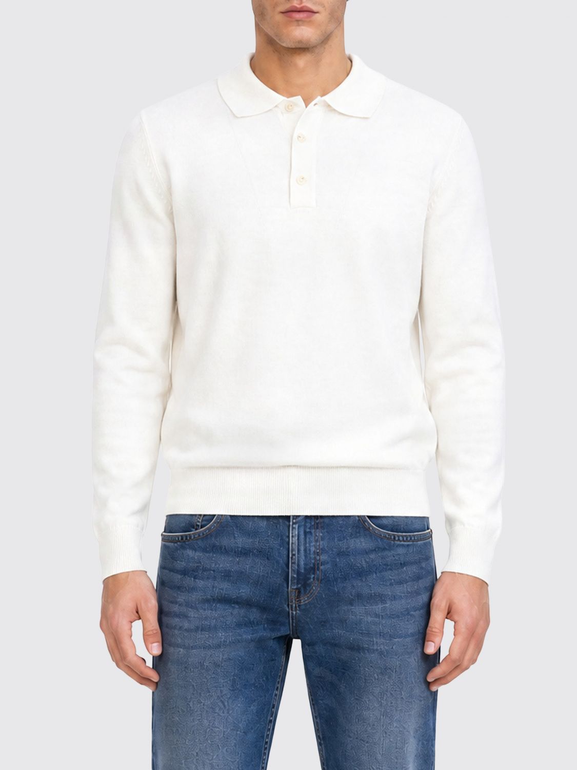 BOSS Langärmeliges Strick-Poloshirt aus reiner Schurwolle