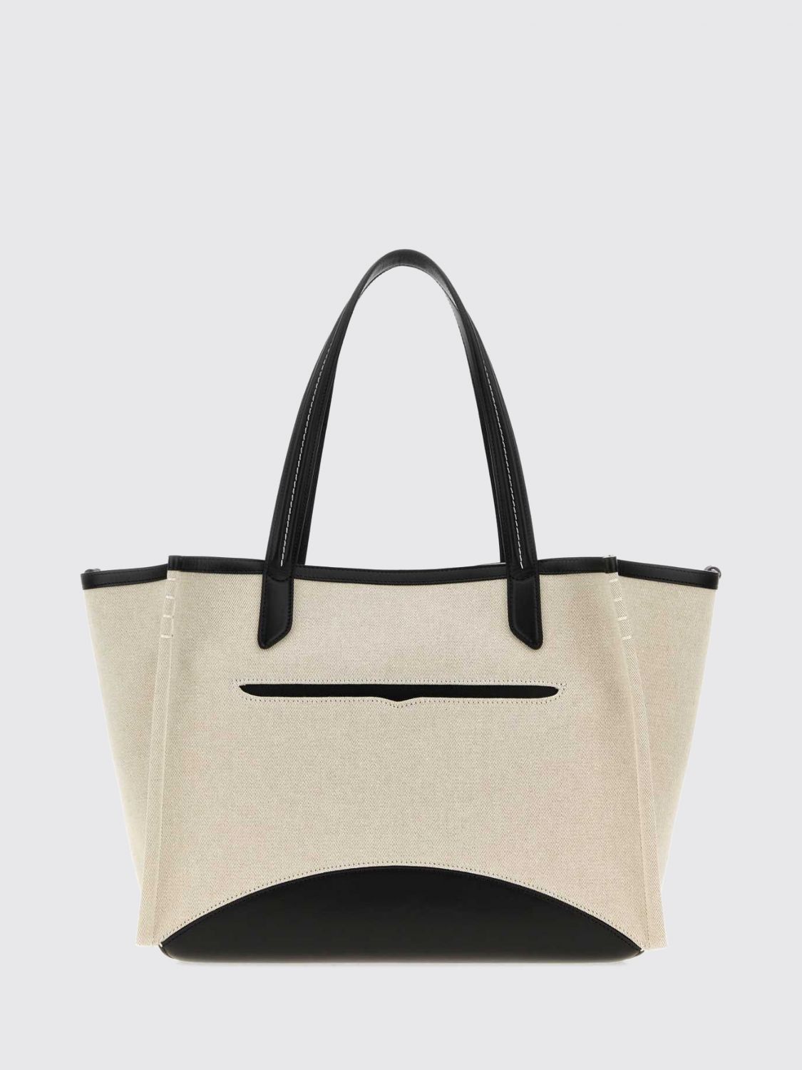 JW ANDERSON Loafer Bicolor Cotton Twill and Leather Tote Bag with Double Handle
