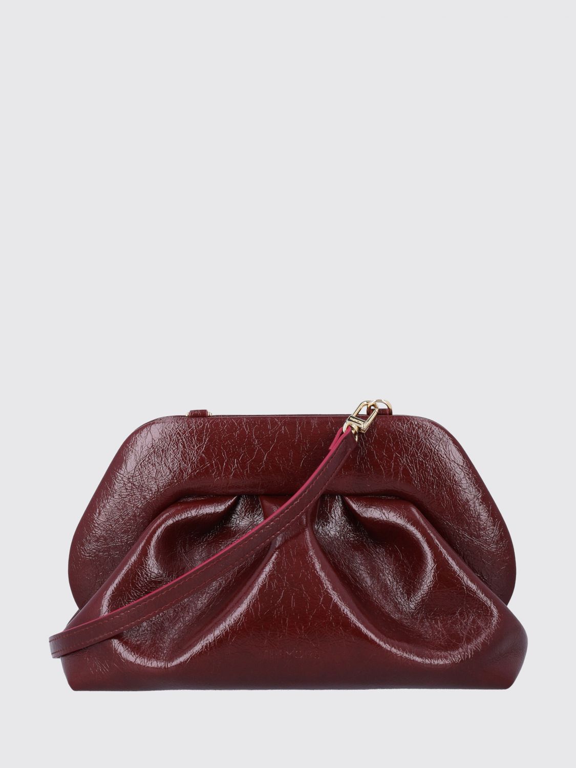 Themoirè Bios Draped Vegan Leather Clutch with Removable Strap · OS