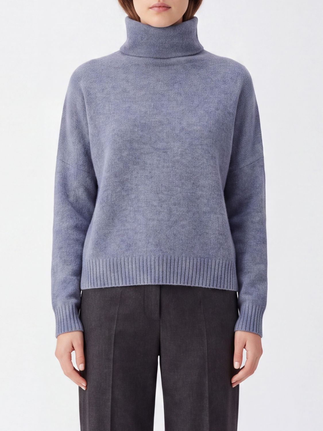 Kujten 100% Cashmere Turtleneck Jumper with Long Sleeves and Ribbed Trims