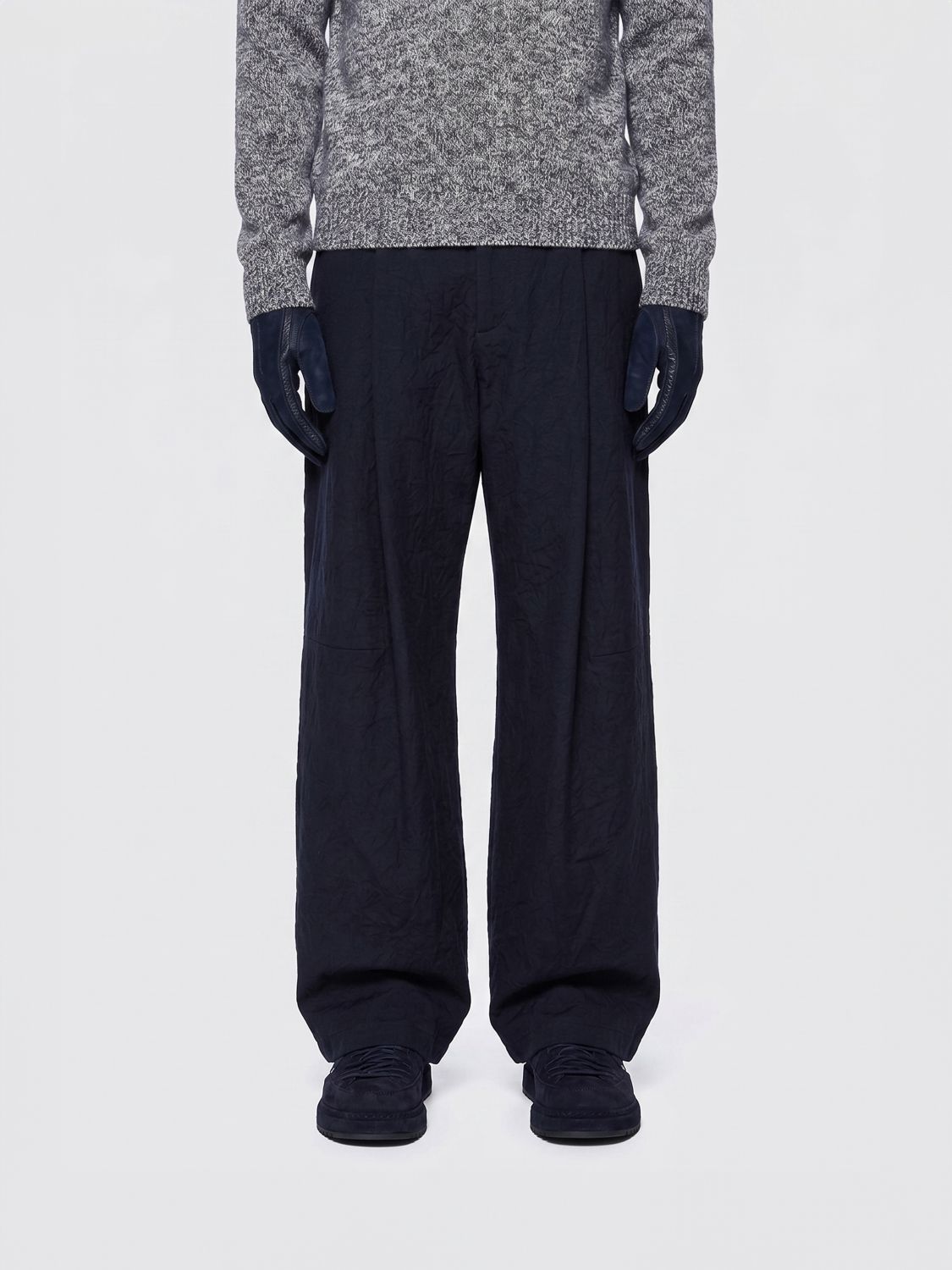 Giorgio Armani Pleated Wide-Leg Trousers in Virgin Wool Flannel · 48