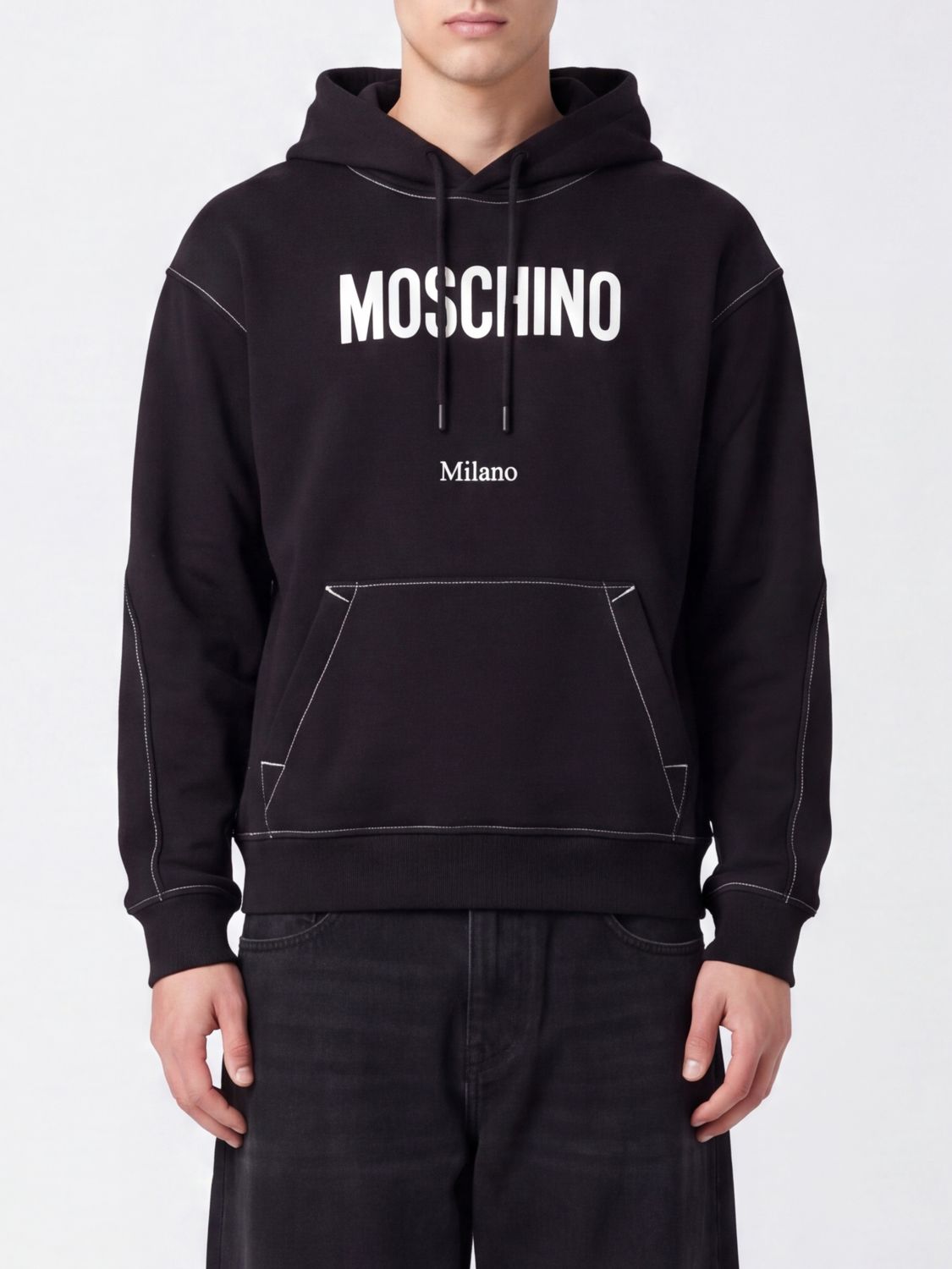 Moschino Couture Cotton Hoodie with Printed Logo