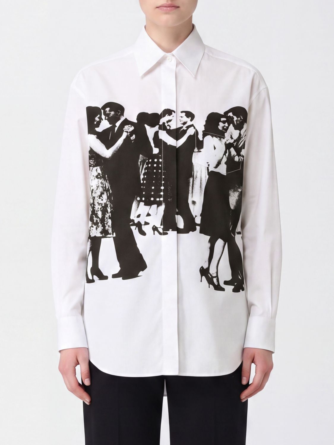 MOSCHINO COUTURE Hemd aus Stretch-Baumwolle mit Grafikprint und spitzem Kragen