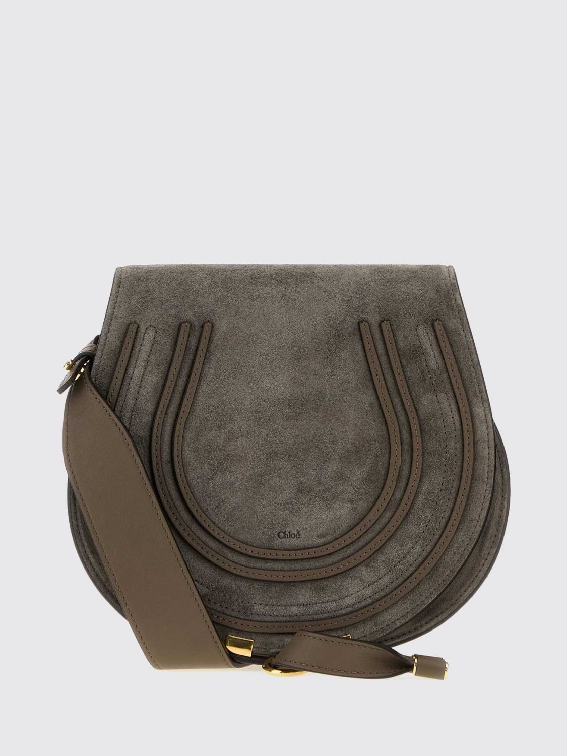 CHLOÉ Marcie Mini Crossbody Bag in Suede Calfskin with Flap Closure