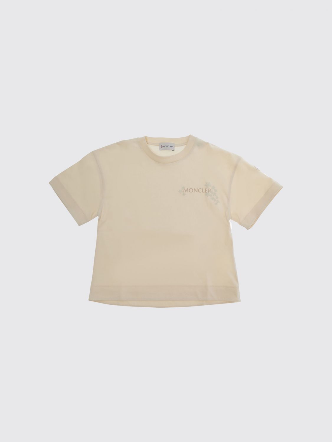 MONCLER Rundhals-T-Shirt aus reiner Baumwolle für Jungen mit Ton-in-Ton-Logo