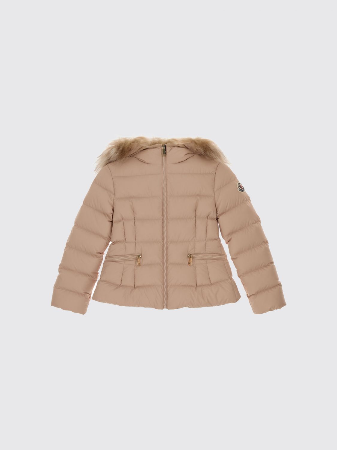 MONCLER Boedette Nylon-Daunenjacke für Mädchen mit Shearling-Kapuze