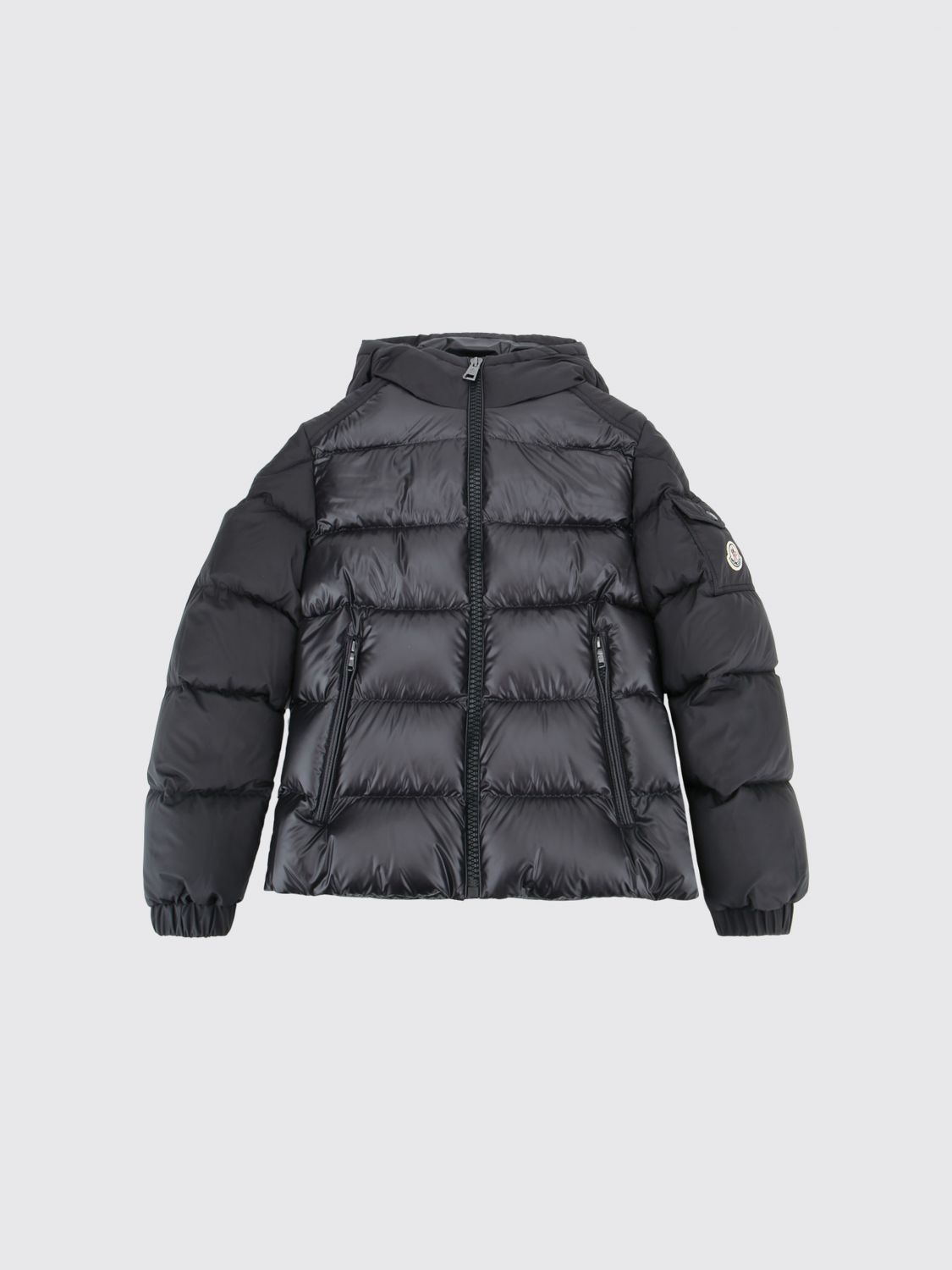 MONCLER Hyoseris Nylon-Daunenjacke mit Kapuze für Mädchen mit Kontrastlogo