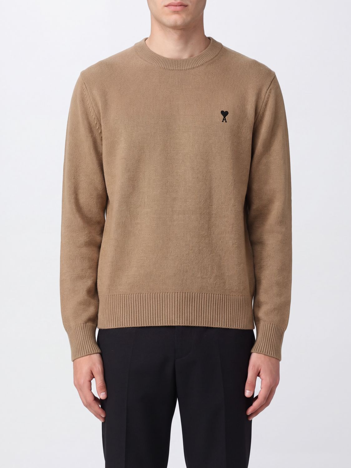 AMI PARIS Wollpullover mit Rundhalsausschnitt und gesticktem Ami de Caur-Logo