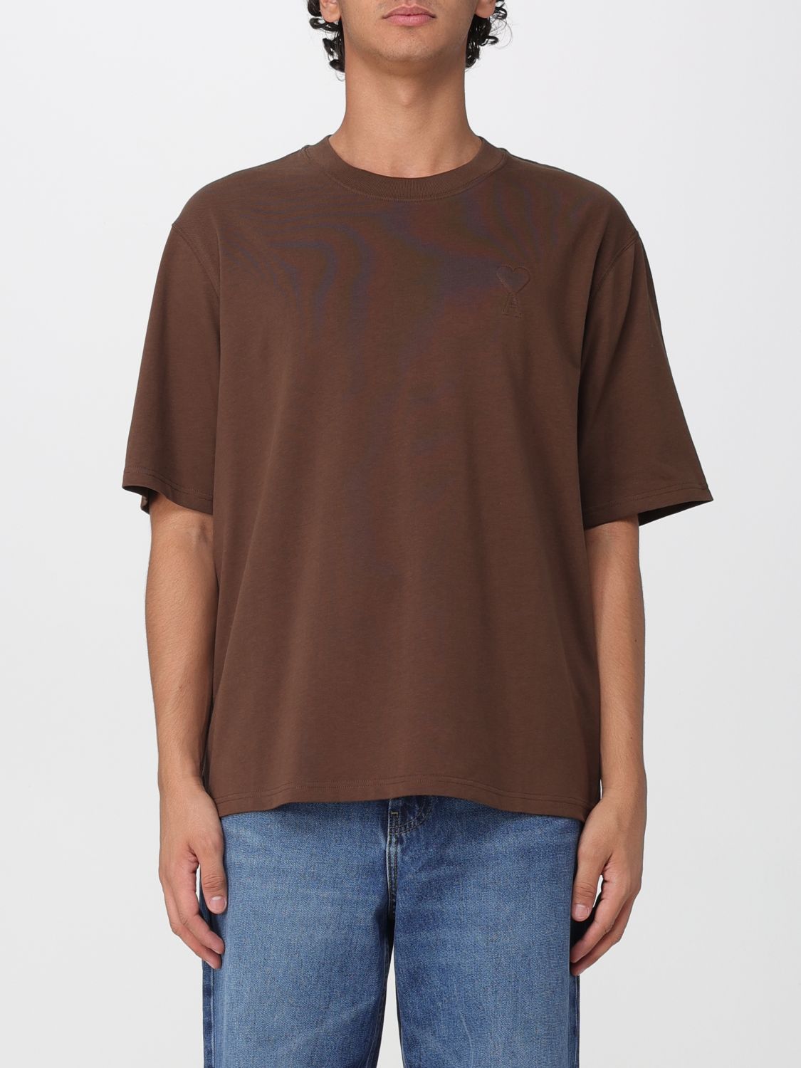 AMI PARIS T-shirt in cotone a maniche corte con stampa logo sul davanti