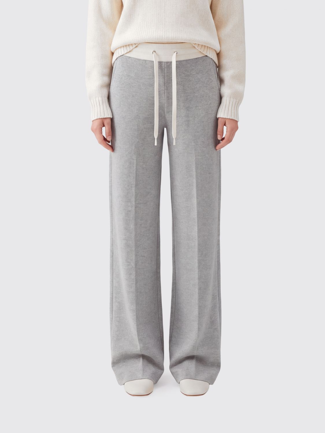 ELISABETTA FRANCHI Wide-Leg Knit Jogging Trousers in Viscose with Drawstring
