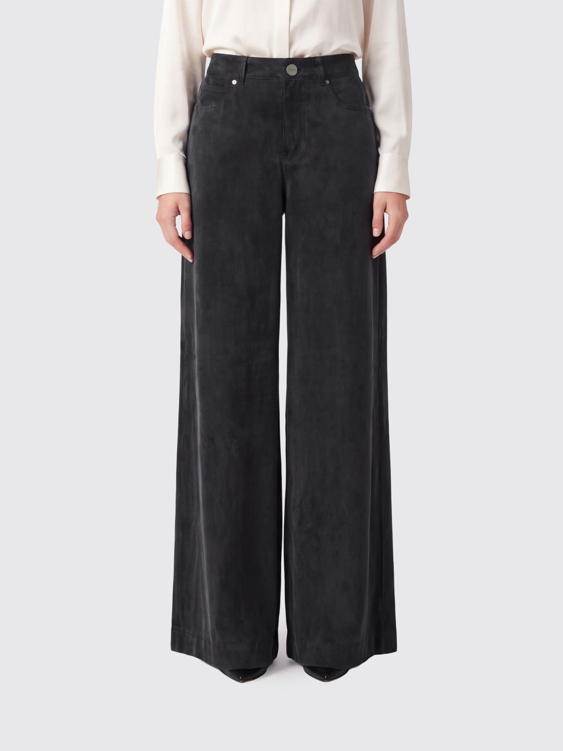 PINKO Pantaloni a zampa Porta in misto viscosa con logo Love Birds