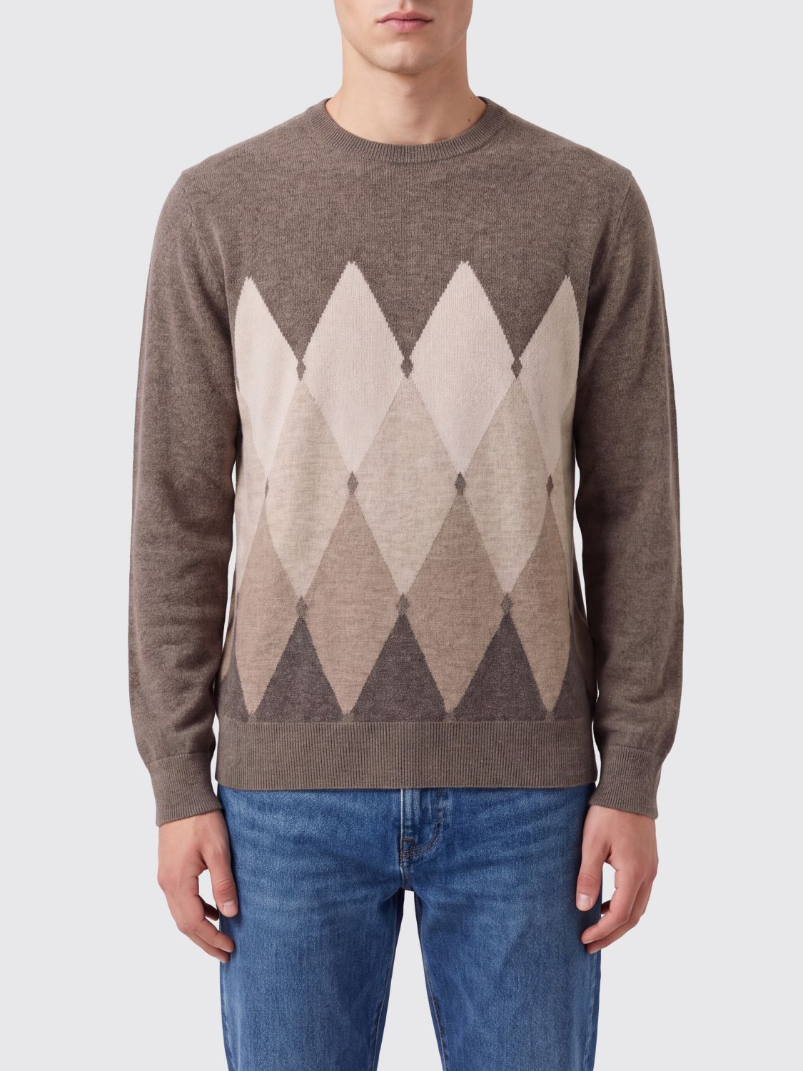 Ballantyne Argyle Pattern 100% Cashmere Crew-Neck Jumper