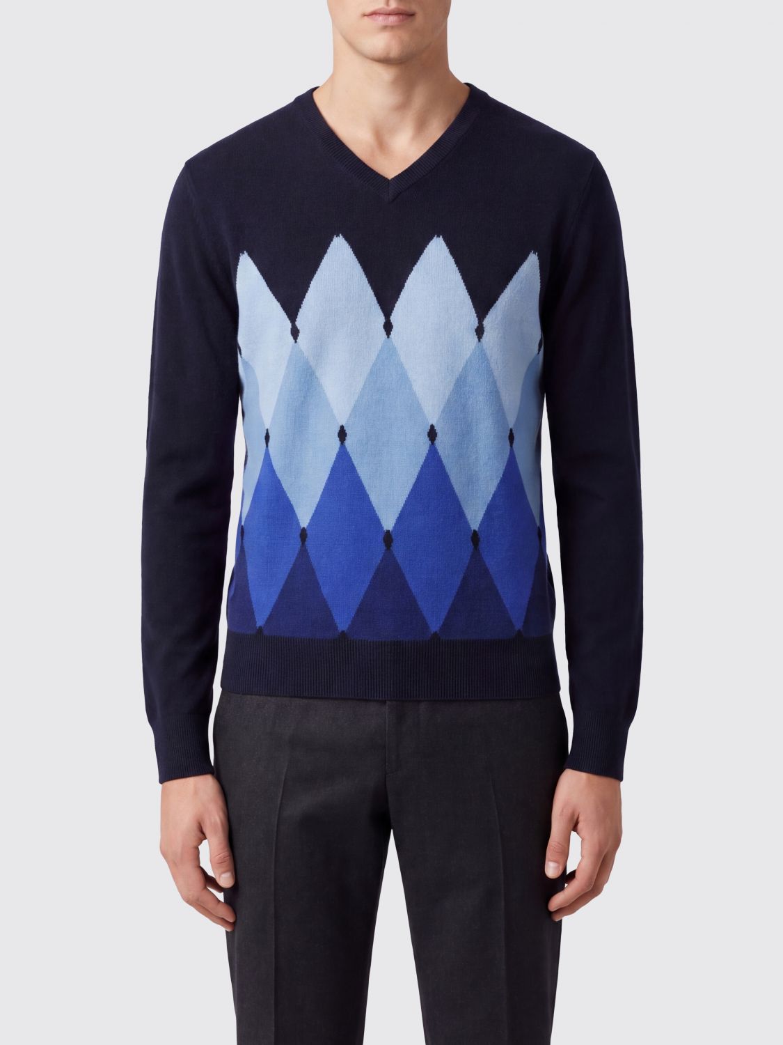 Ballantyne Argyle-Muster 100% Kaschmir-Pullover mit Rundhalsausschnitt