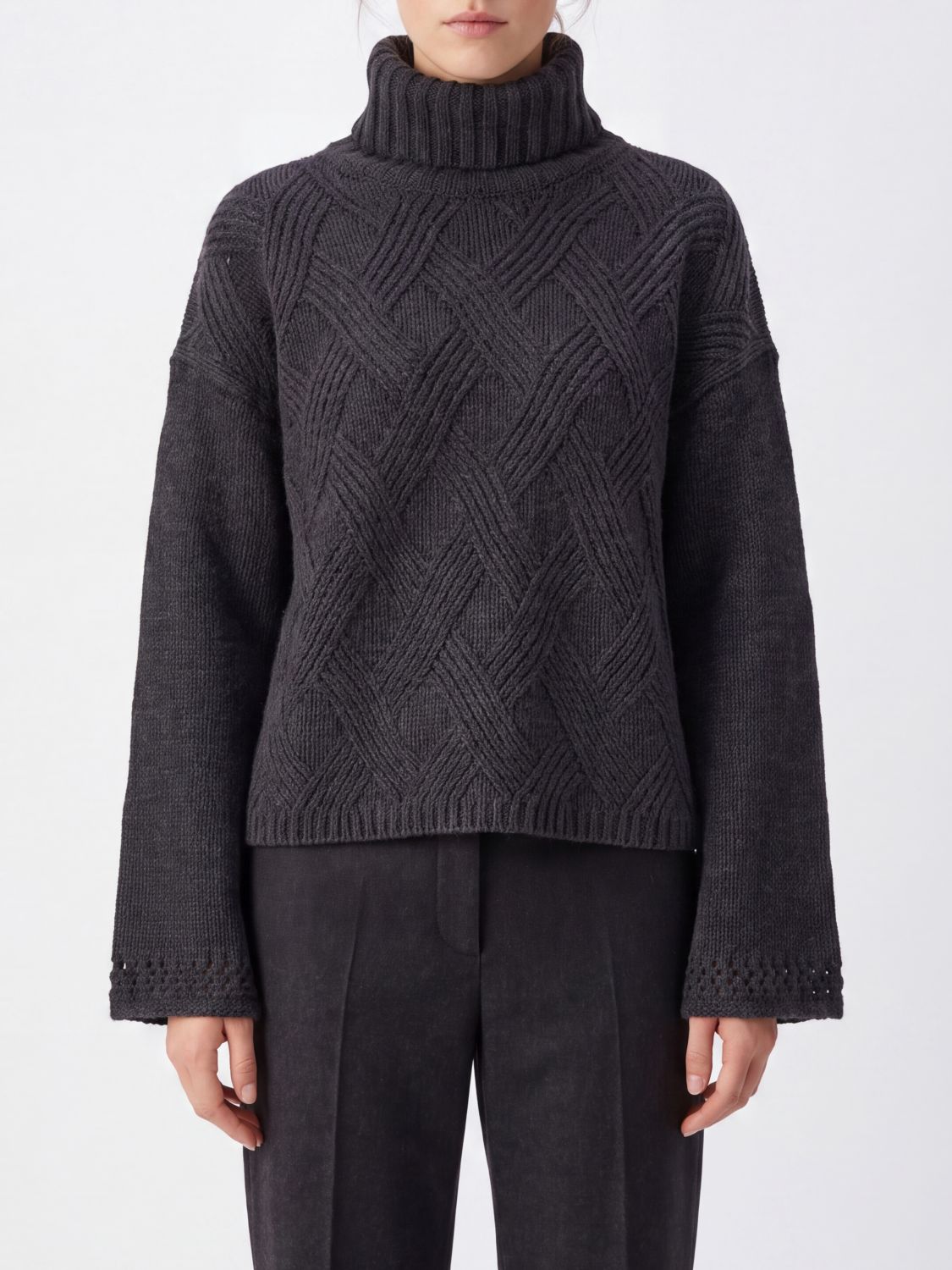 Twinset Wool and Cashmere Blend Turtleneck Jumper with Dropped Shoulders