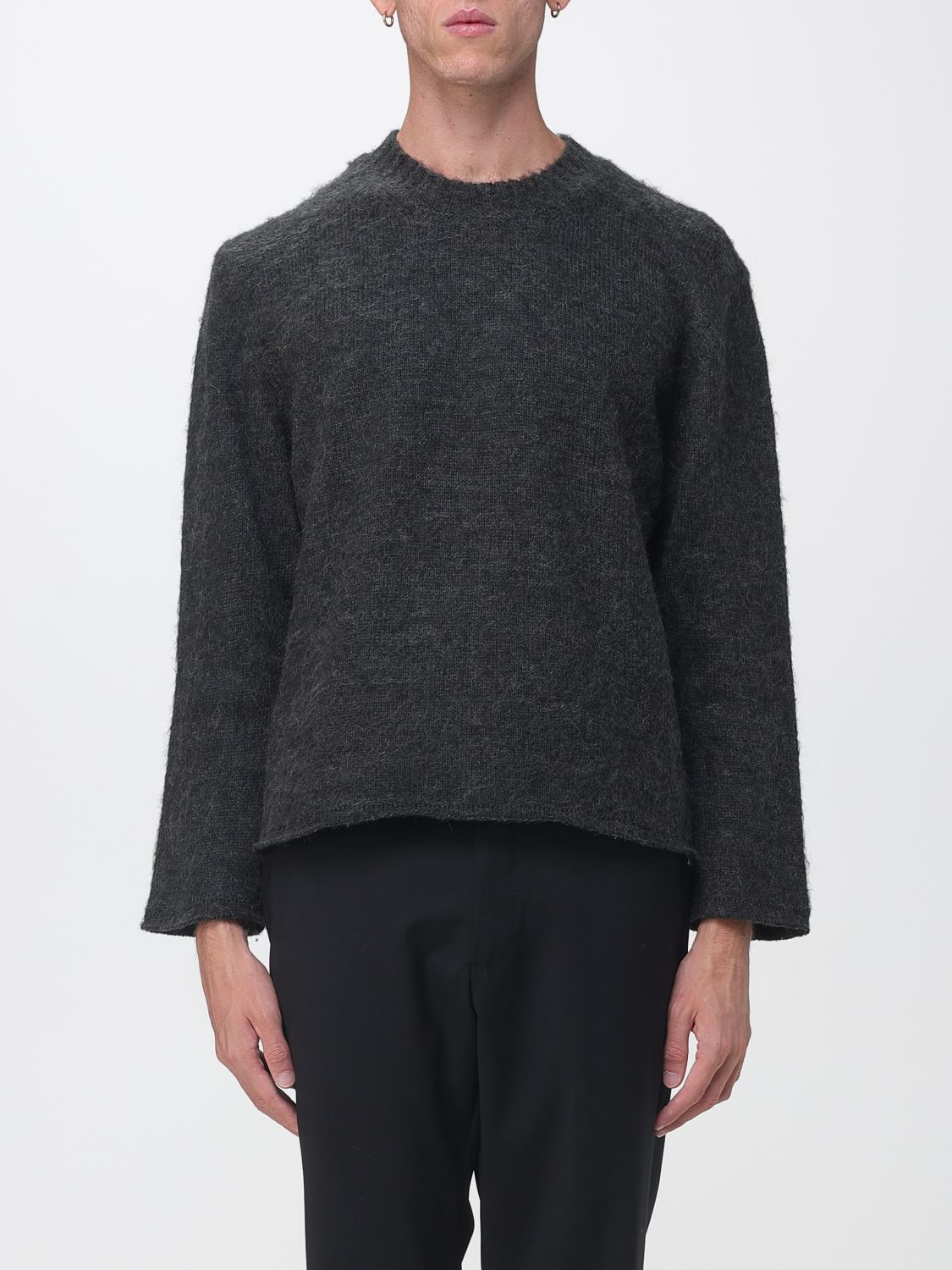 Diana Studio Long-sleeved Crewneck Sweater In Pure Merino Wool In Black
