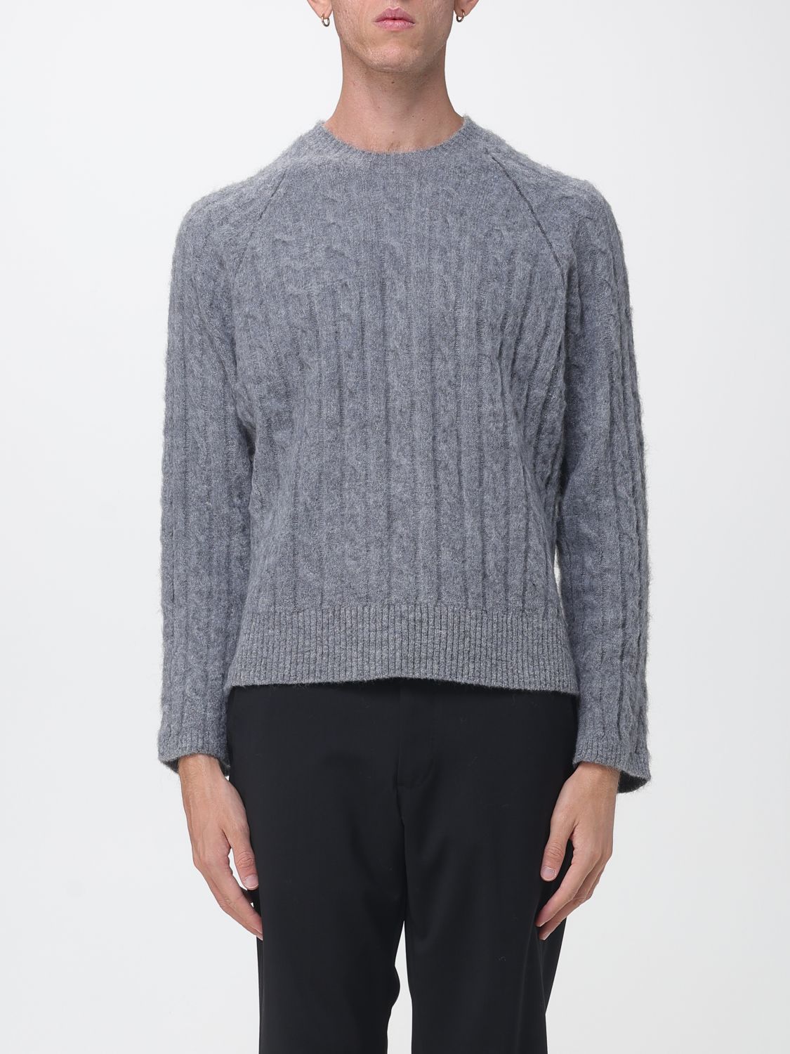 Diana Studio Long-sleeved Crewneck Sweater In Alpaca Wool Blend In Blue