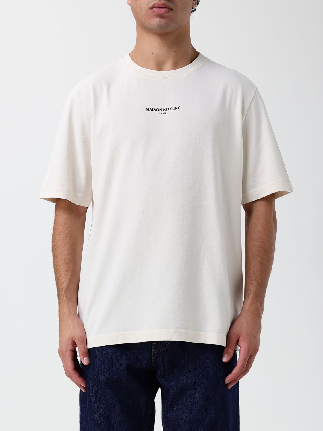 Maison Kitsuné Cotton T-Shirt with Contrast Logo and Crew Neck