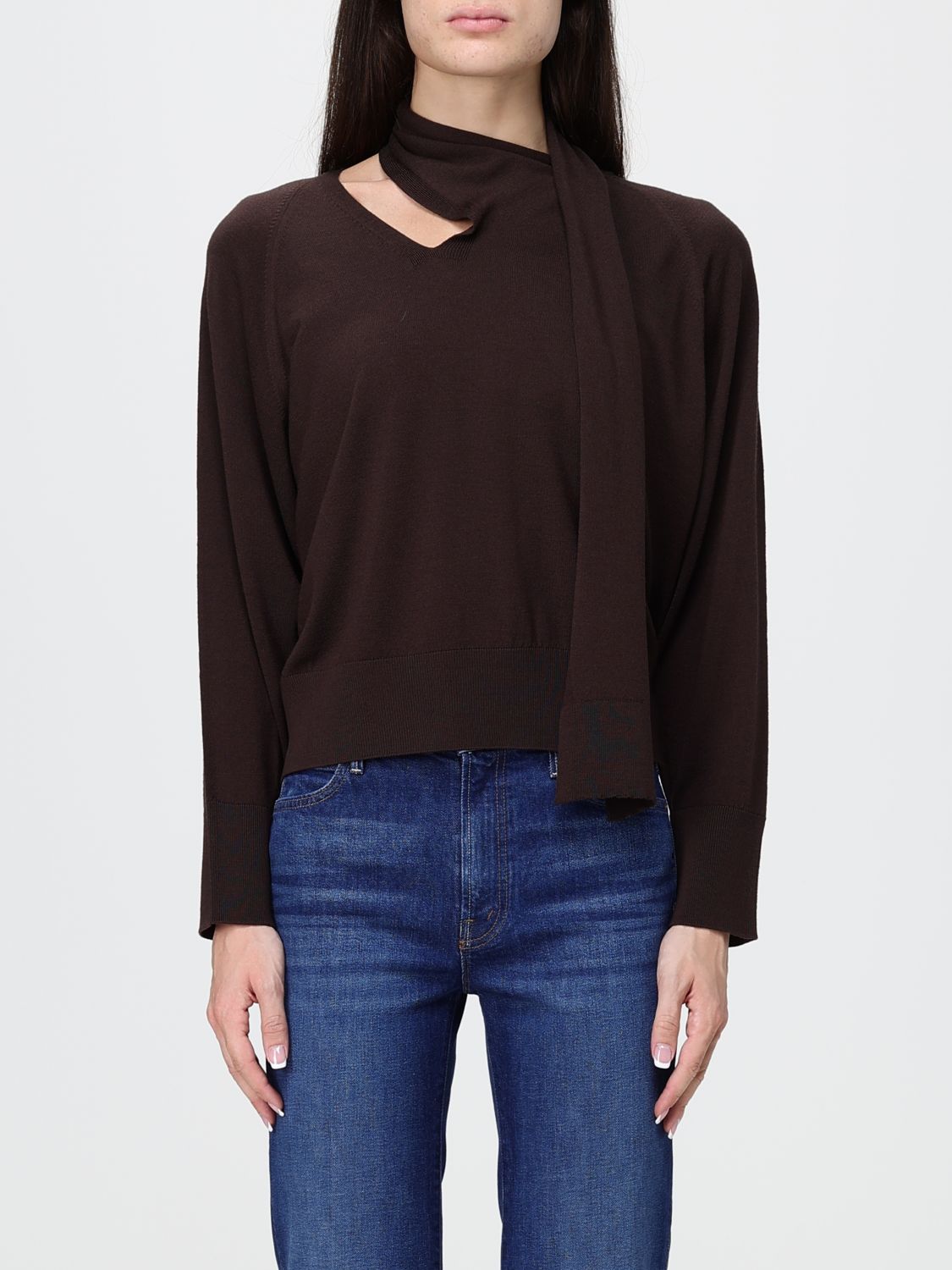 INCOTEX Relaxed-Fit Jersey-Top mit Schalkragen und V-Ausschnitt