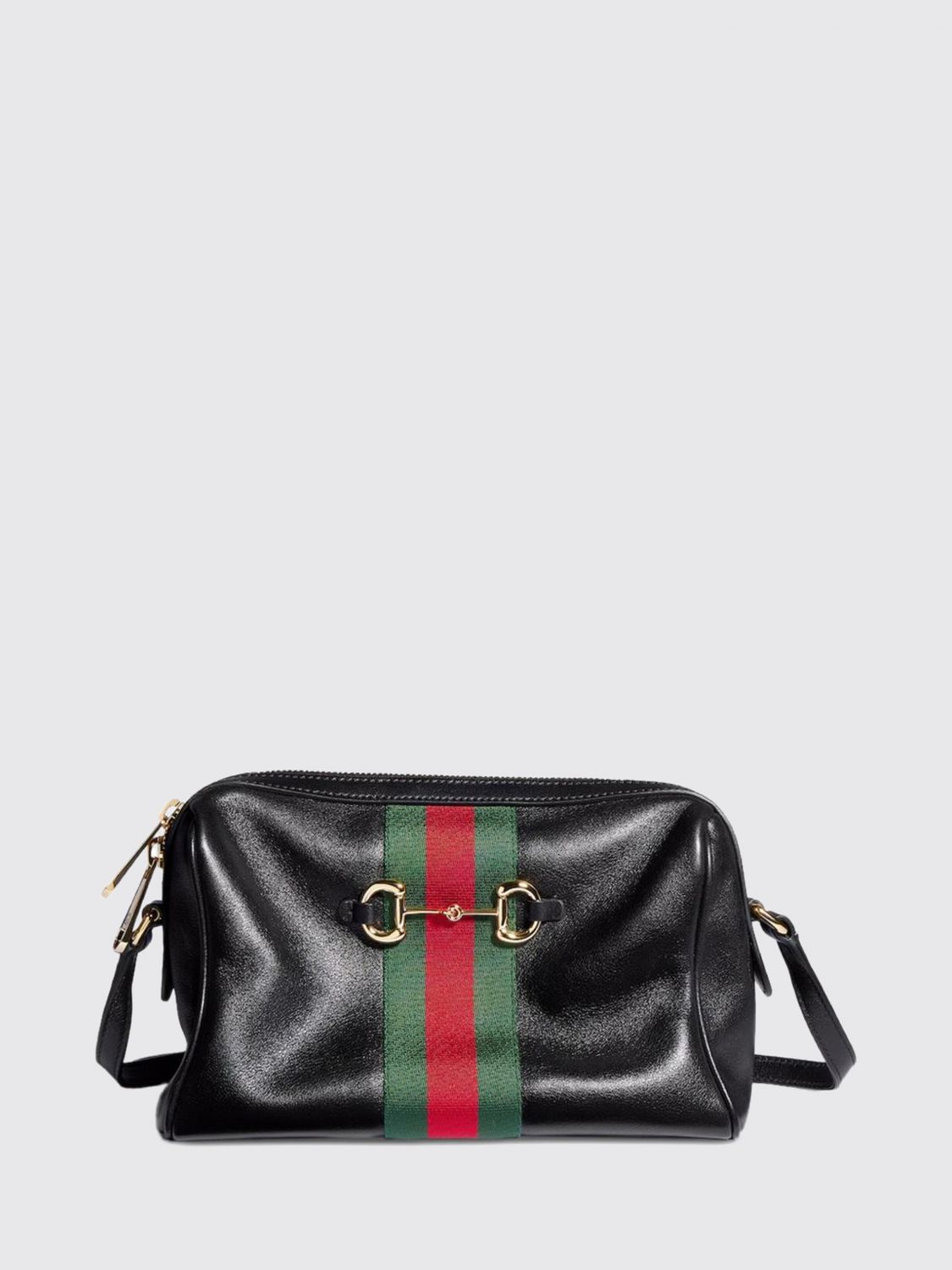 GUCCI Horsebit Web Calfskin Leather Mini Crossbody Bag with Horsebit Detail