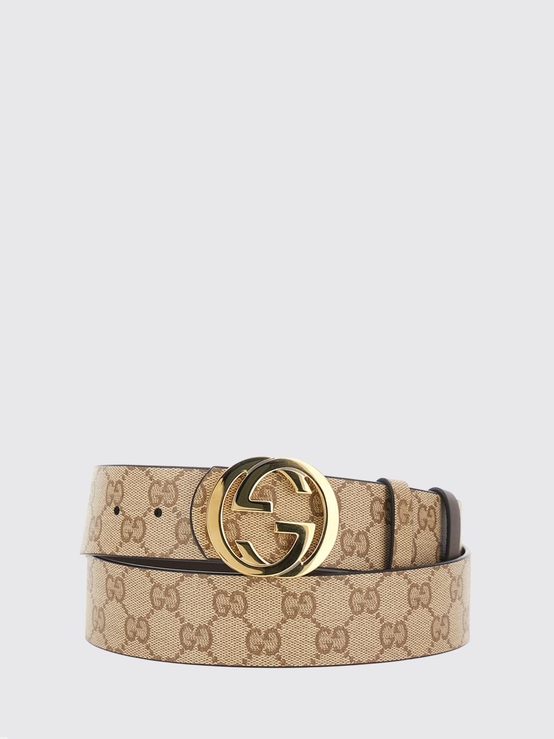 GUCCI Reversible Leather and Cotton Blend Belt with GG Monogram Buckle
